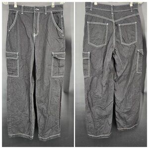 H&M Divided Pants Womens 6 Black Cargo Utility Pockets Skater Punk Gothic Baggy